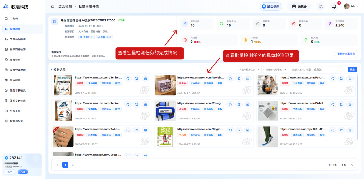 综合检测-批量检测详情示意图